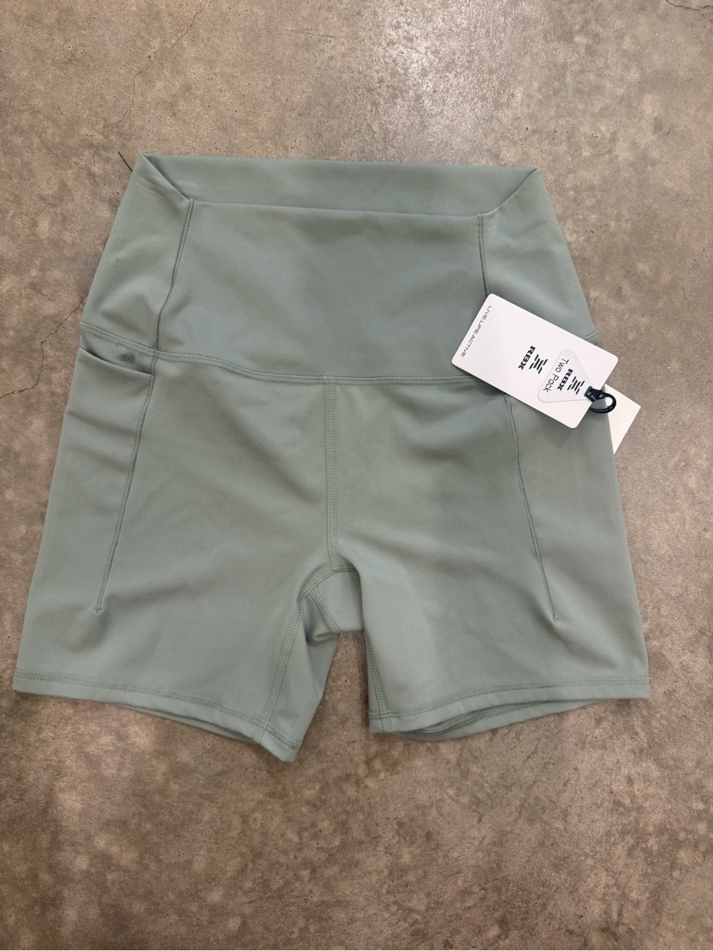 Fabletics High-Waist Sage Green Bike Shorts